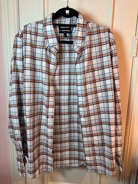 Bonobos Slim Fit Plaid Button-Up Shirt - White, Orange & Blue